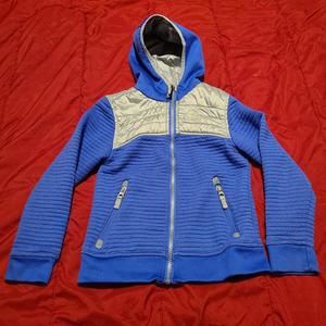 Kid's Boy's Girl's Gerry Blue Gray Hooded Jacket with Finger Holes Size XS 5/6